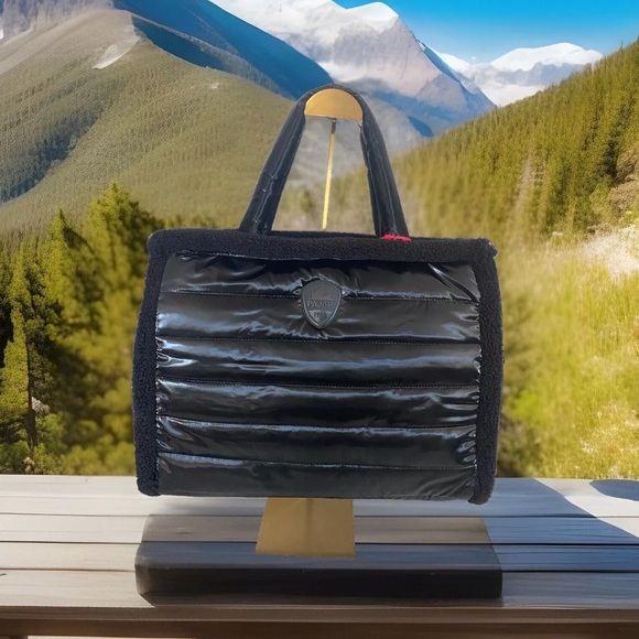 SOLD! NWT Pajar Canada 🇨🇦 Shearling Puffy Messenger Tote Crossbody Bag - Picture 2 of 15